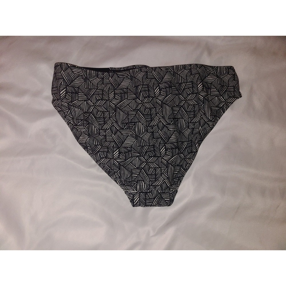 Athleta Black White Geometric Print Swimsuit Bikini Bottoms Size M - Picture 11 of 16